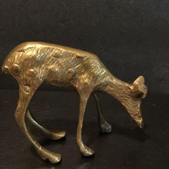 Brass sculpture of spotted yearling deer - Picture 3 of 4